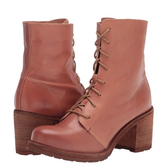 Frye Karen Rose Leather Combat LaceUp Ankle Boots - Picture 4 of 16